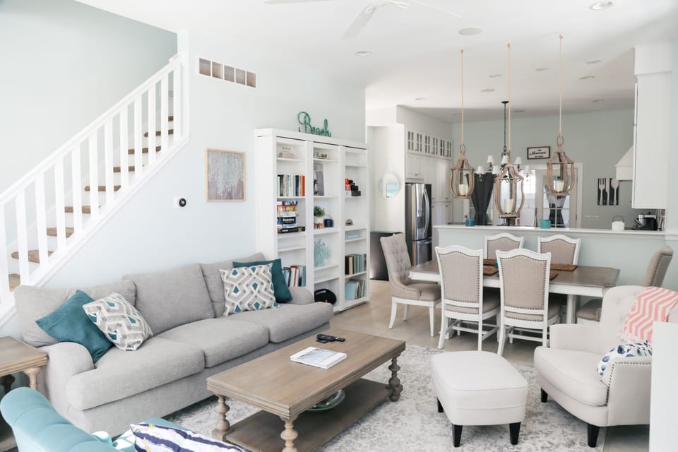 Downstairs Living Room + Dining Area