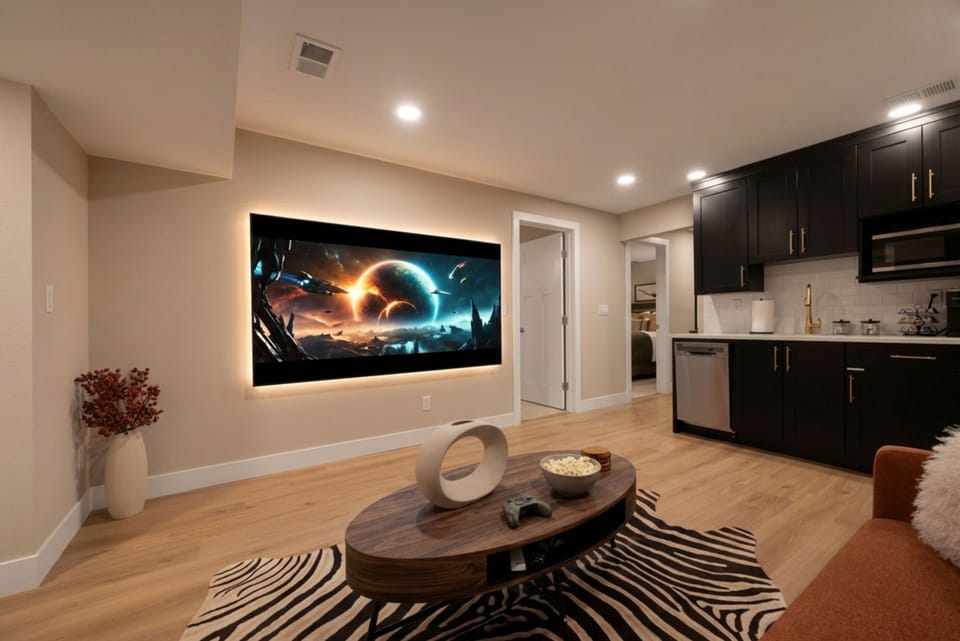 Enjoy movie nights with a large movie theatre style projector