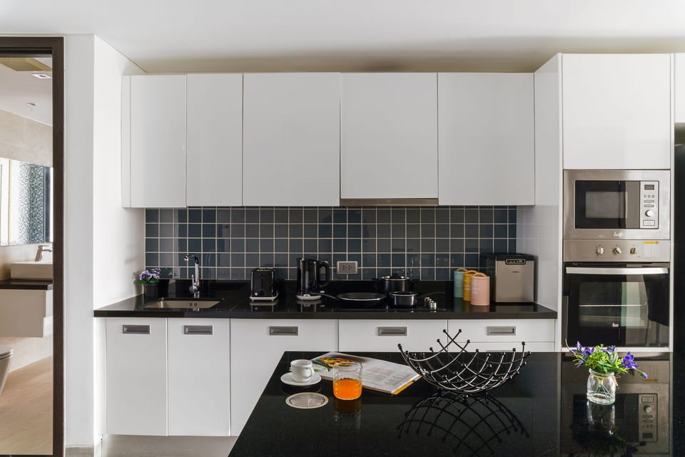 Family Apartment, Hill View | Private kitchen | Microwave, oven, stovetop, toaster