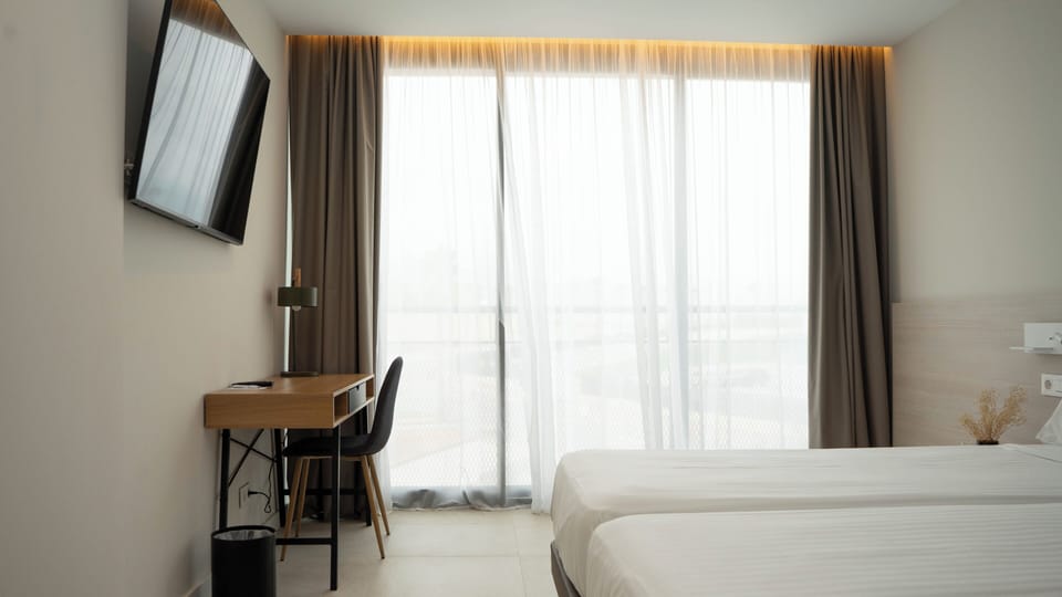 Individually decorated, individually furnished, desk, laptop workspace