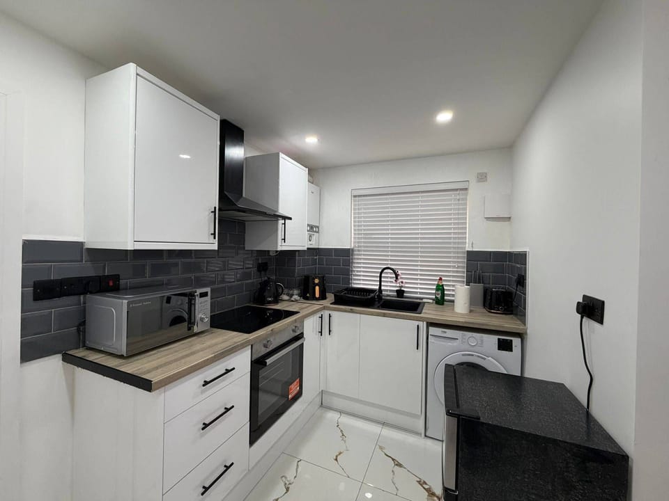 Fridge, microwave, oven, electric kettle
