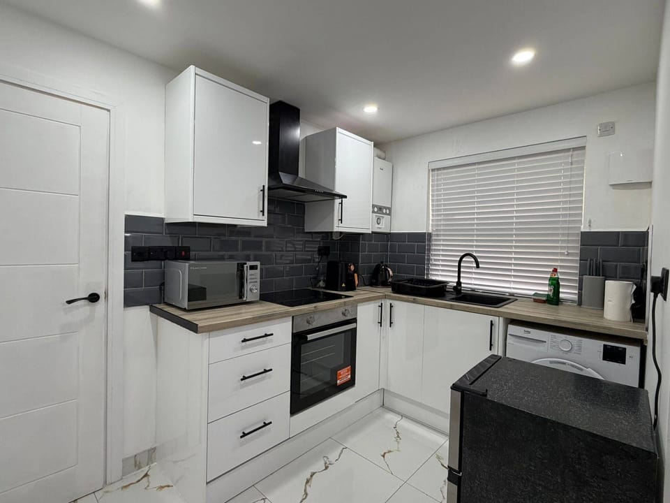 Fridge, microwave, oven, electric kettle