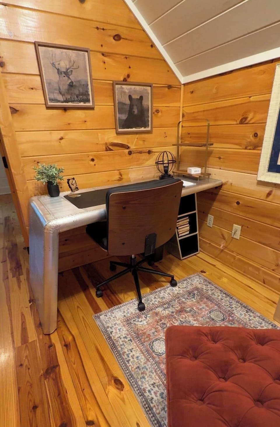 desk with charging station 
