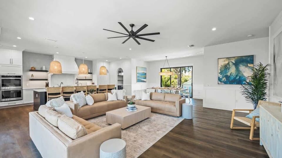 House A - Great Room - Open Floor Plan - Fully Stocked Kitchen - Dining for 10 and Bar seating for 6 - Balcony Access