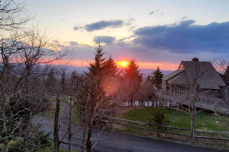 Sunset views from the deck with hot tub.