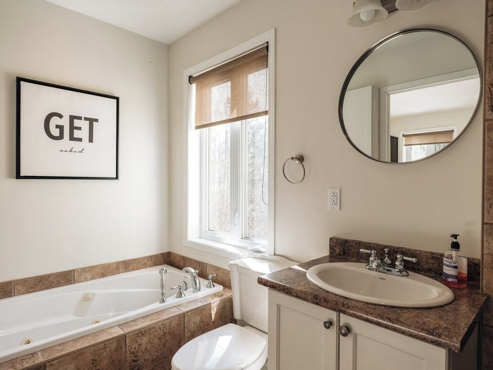 Enjoy the natural view from the soaker tub