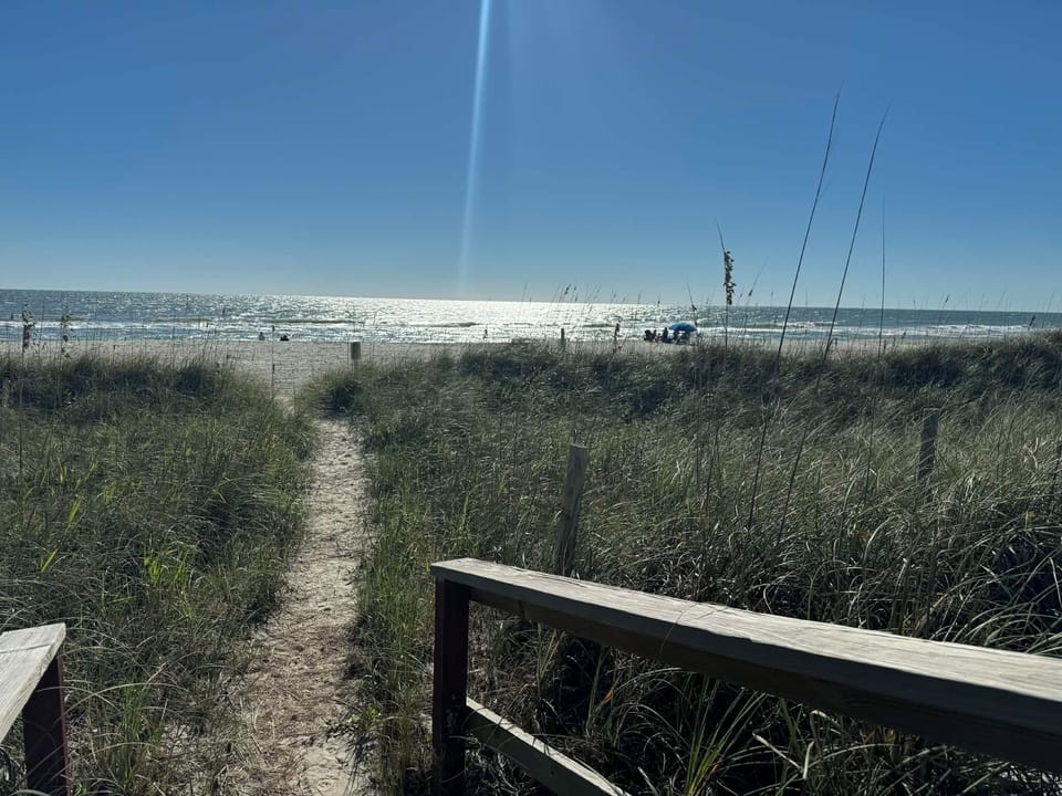 Secluded beach entrance