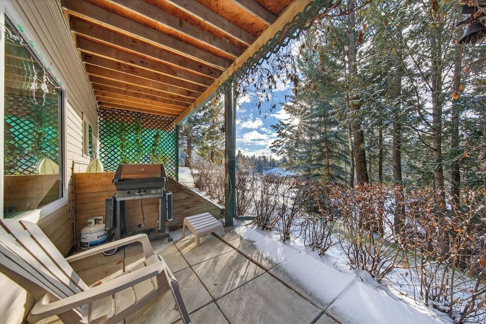 Private, walkout patio with a BBQ (propane provided) and outdoor furniture.