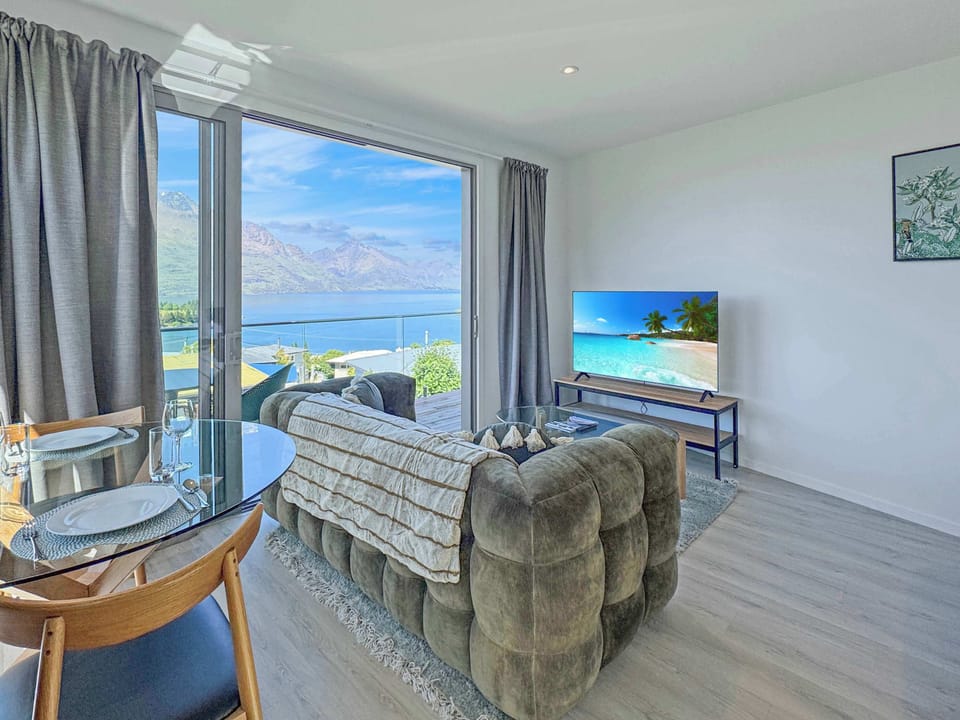 Unwind with a movie or step straight onto the balcony to soak in the views.
