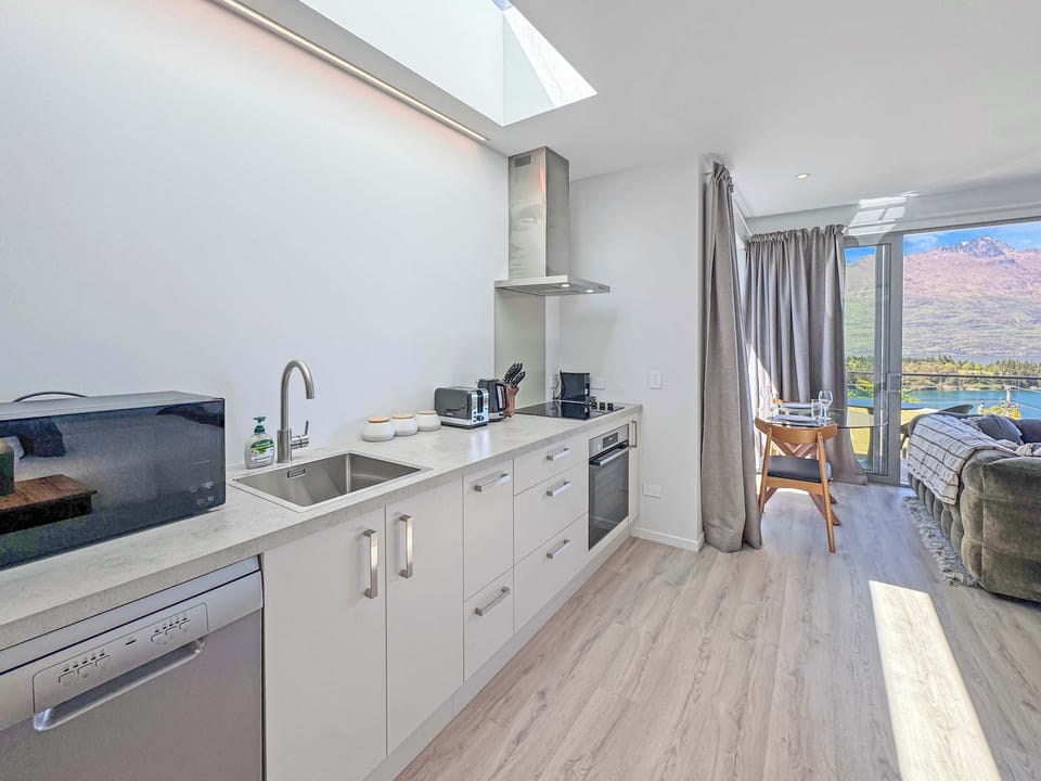 Cook with a view, then step straight out to the balcony and soak in the scenery.