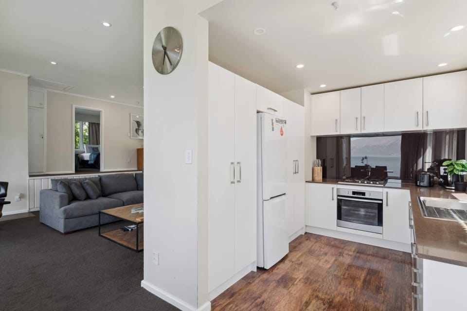 Our modern kitchen features all the appliances and cooking utensils you would expect.