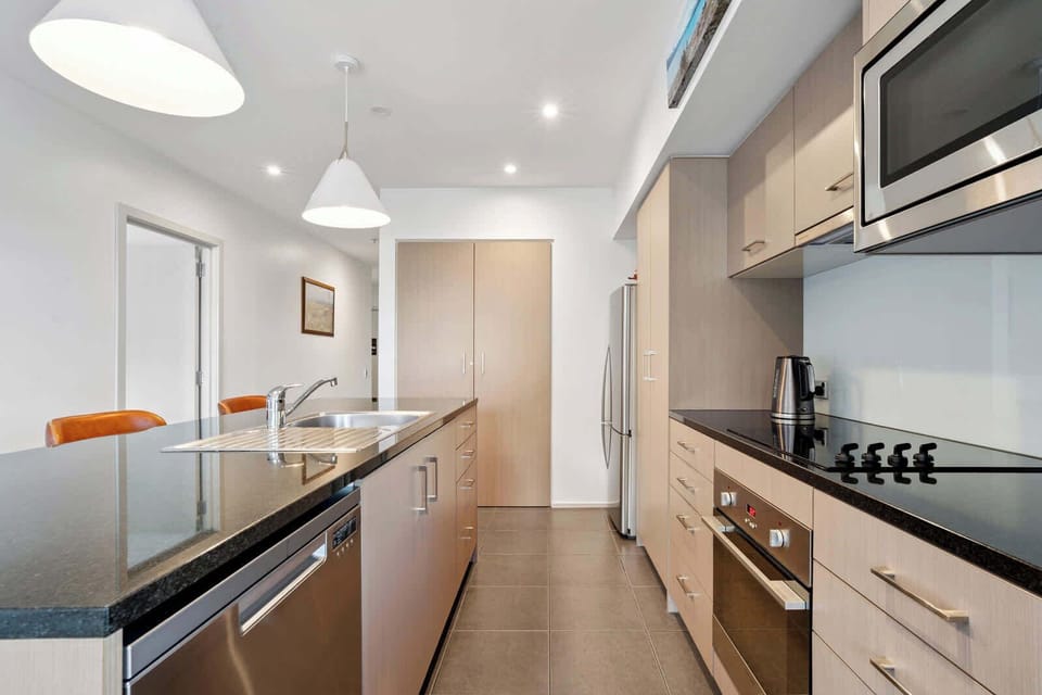 Fully equipped kitchen with modern appliances