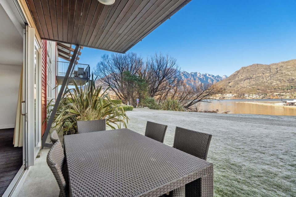 Dine alfresco on your private patio overlooking the marina and mountains.