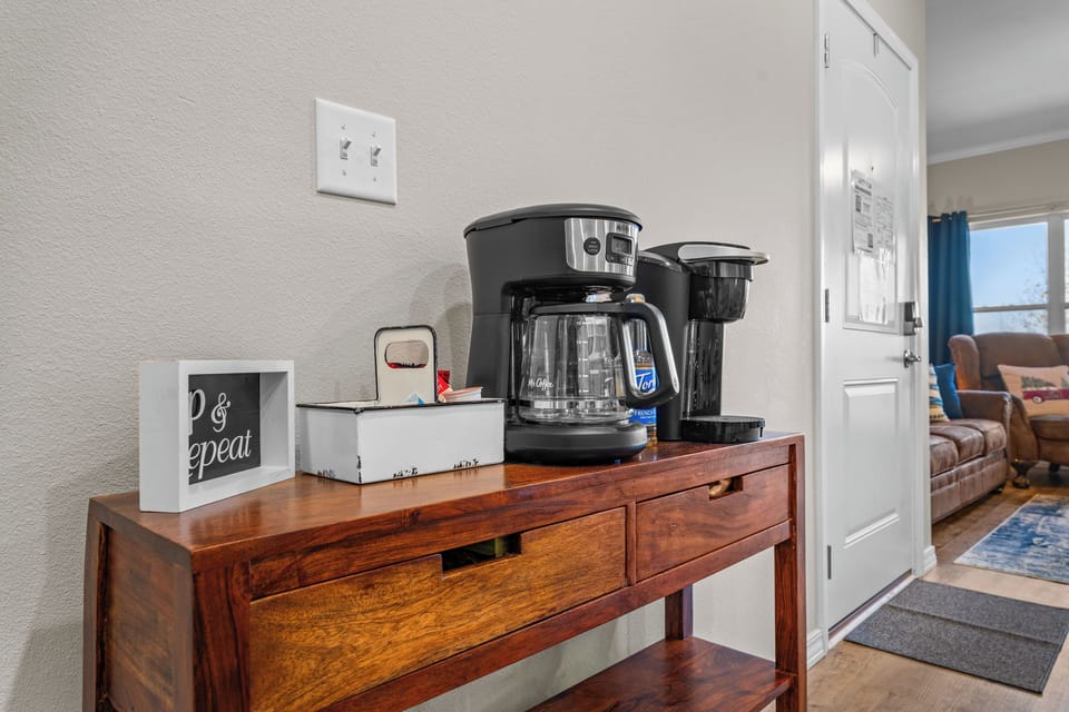Coffee station, coffee, kcups and sugar provided. 