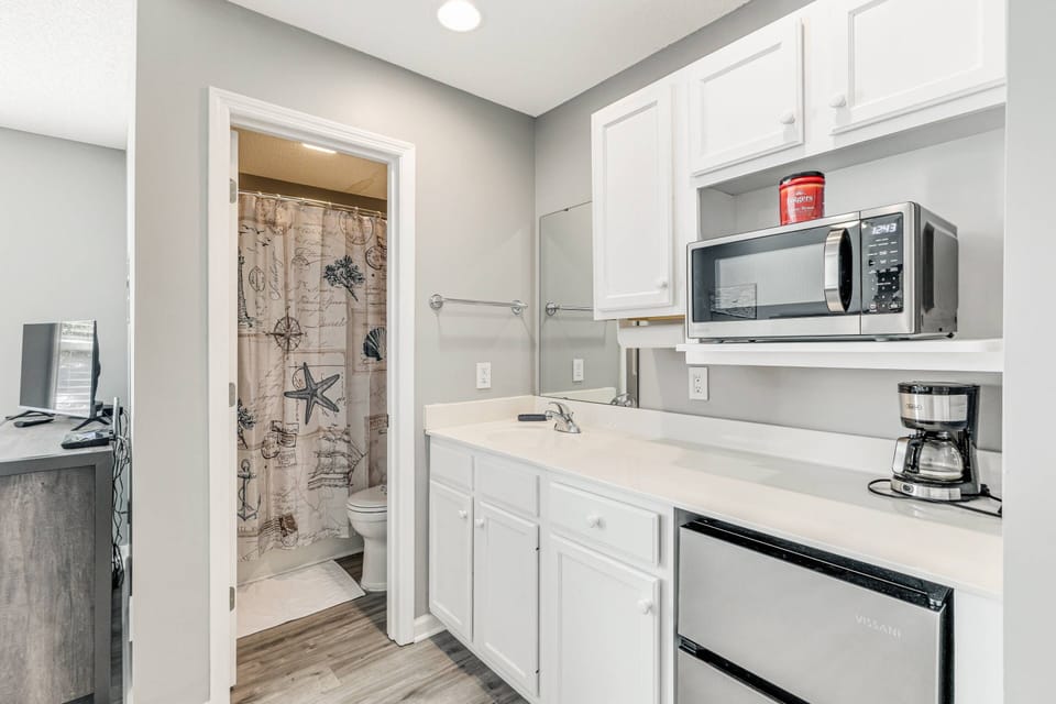 Bedroom #2 has it's own private bath and a kitchenette equipped with essentials, perfect for preparing light meals and snacks during your stay.