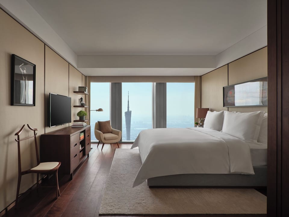 Suite, 2 Bedrooms (Canton Tower View) | Down comforters, in-room safe, desk, laptop workspace