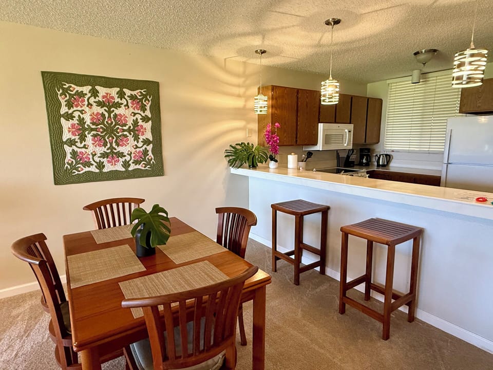 Open dining and kitchen area