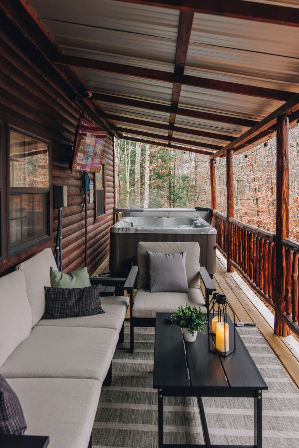 Enjoy the back deck while watching your favorite sports, show or movie