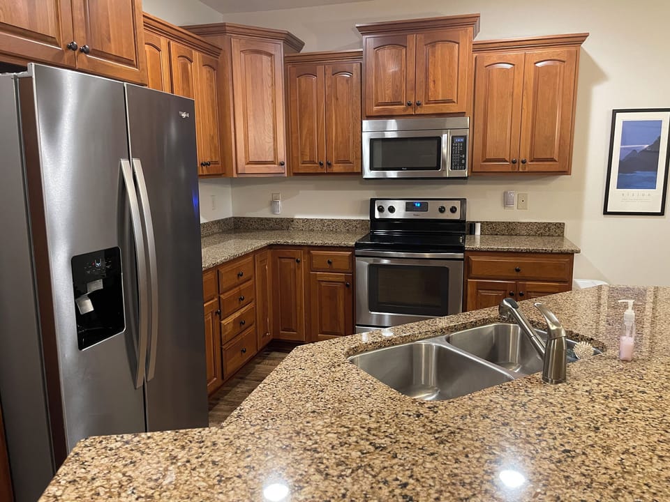 Kitchen with stainless steel appliances