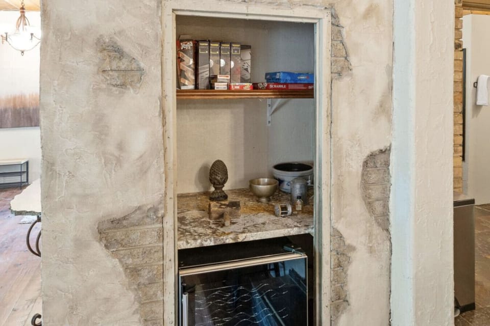 Game nook with wine fridge