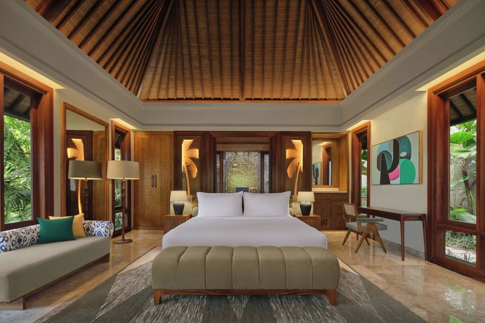 Villa, 1 Bedroom, Private Pool | Free minibar items, in-room safe, desk, laptop workspace