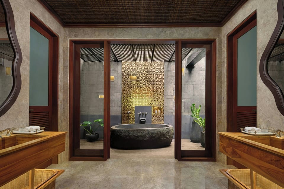 Villa, 1 Bedroom, Private Pool | Bathroom | Separate tub and shower, rainfall showerhead, free toiletries