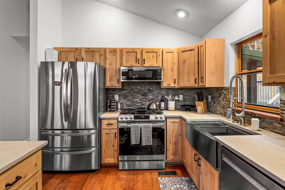 Fully stocked kitchen for cooking and gathering.