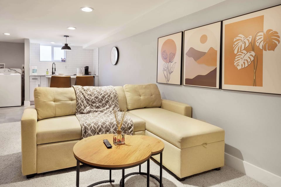 Cozy living area with a comfy sectional—perfect for unwinding after a day out.