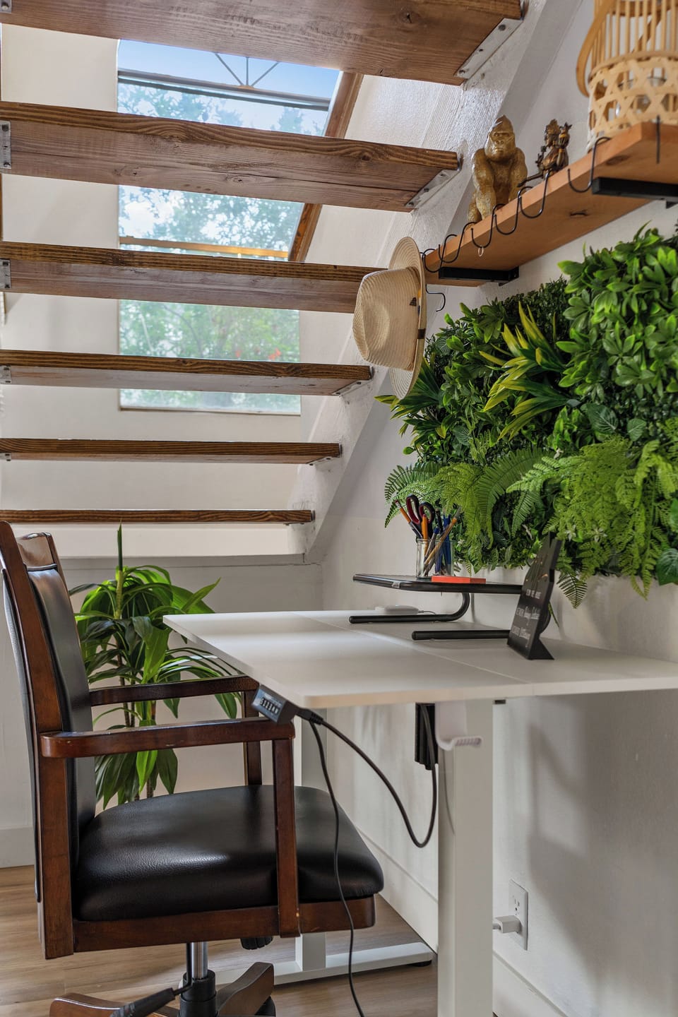 Ideal remote-work setup with room for laptops, notebooks, and devices.