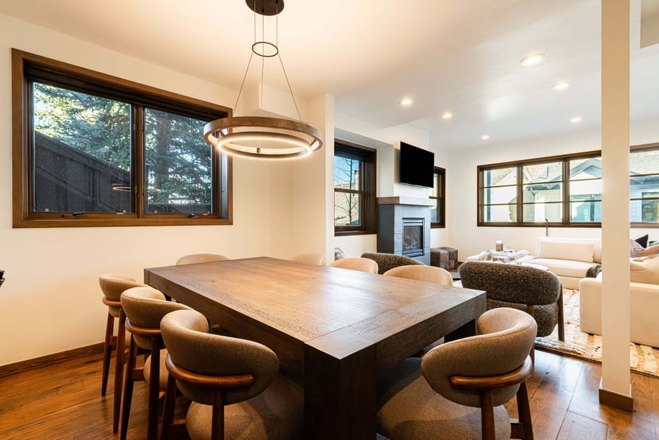 Dining Area
Stylish dining table with seating for 8, perfect for meals or game nights with friends.