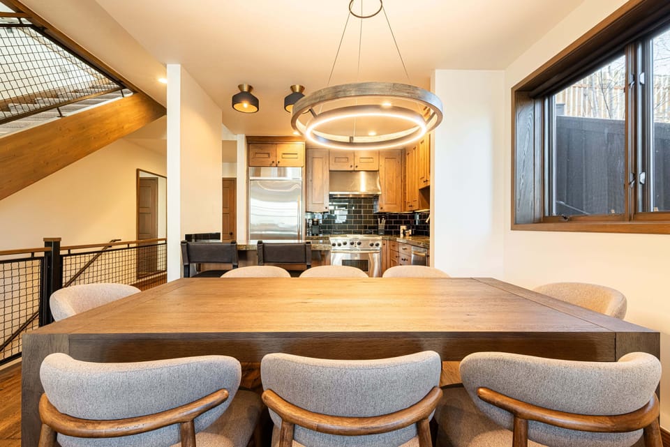 Dining Area
Stylish dining table with seating for 8, perfect for meals or game nights with friends.