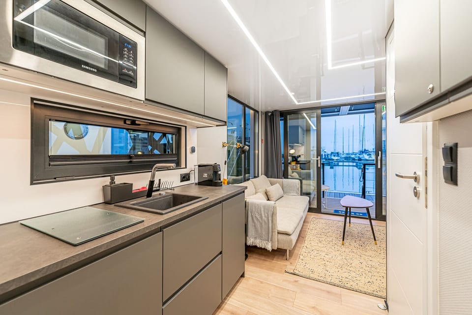 Fridge, microwave, stovetop, espresso maker