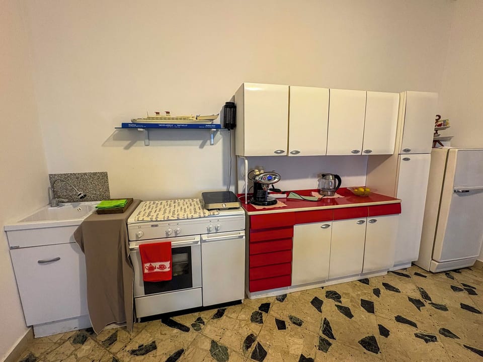Full-size fridge, cookware/dishes/utensils