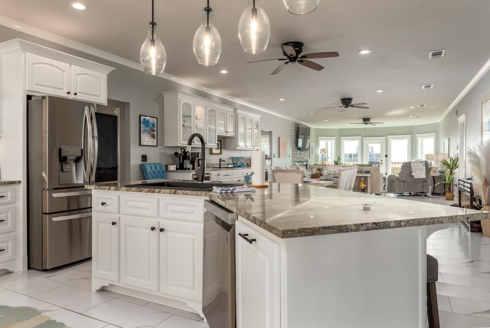 Bay Breeze Kitchen Island with Appliances and Sink