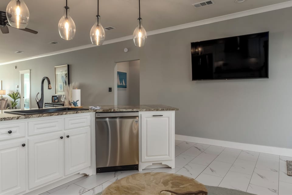 Bay Breeze Kitchen Island With TV