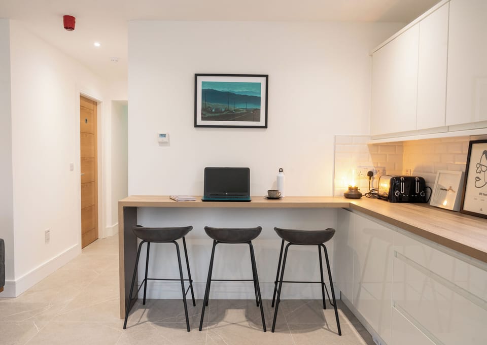 Full-size fridge, microwave, dishwasher, toaster