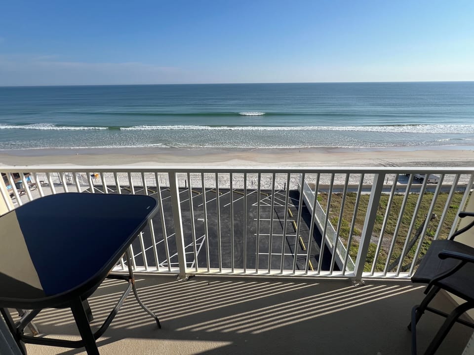 Private balcony with oceanfront view.