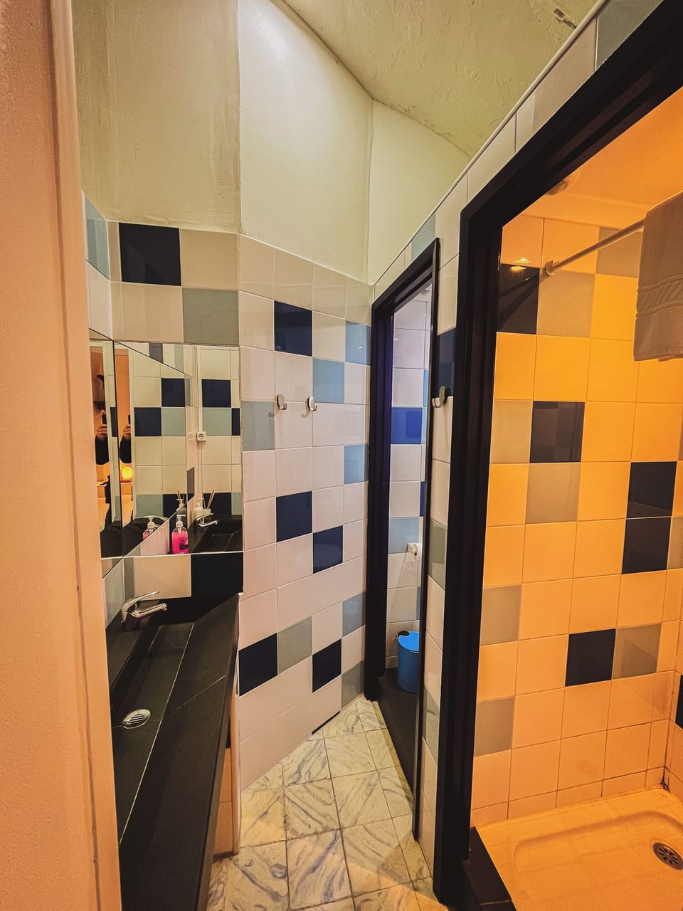 Basic Double Room | Bathroom | Shower, hair dryer (on request), towels, soap
