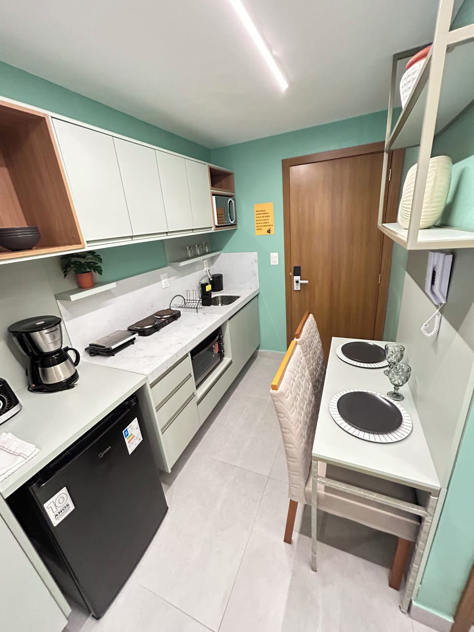 Apartment | Private kitchen | Mini-fridge, microwave, cookware/dishes/utensils