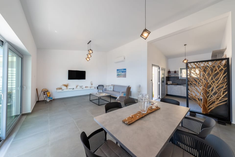 Modern dining and living area
