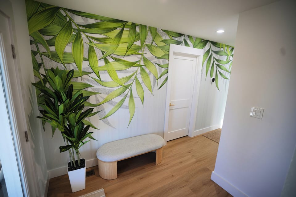
Ascending to level 2 of the home with 3 bedrooms the tropical wall mural awaits
