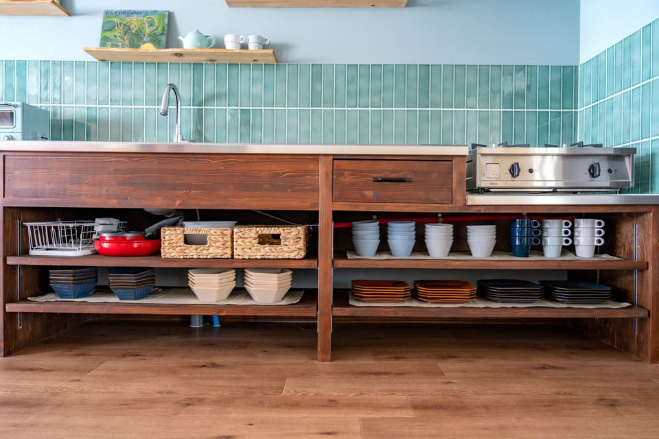 Apartment | Private kitchen | Fridge, microwave, stovetop, highchair