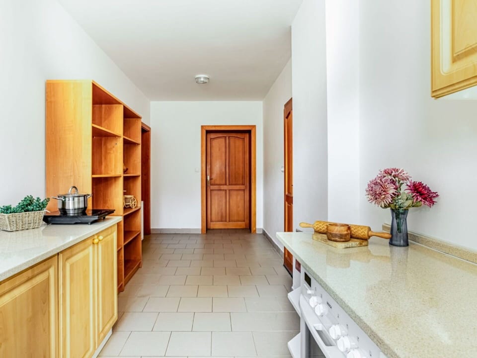 Flooring, Wood, Interior Design, Floor, Cabinetry, Ceiling, Room, Home, Kitchen, Countertop