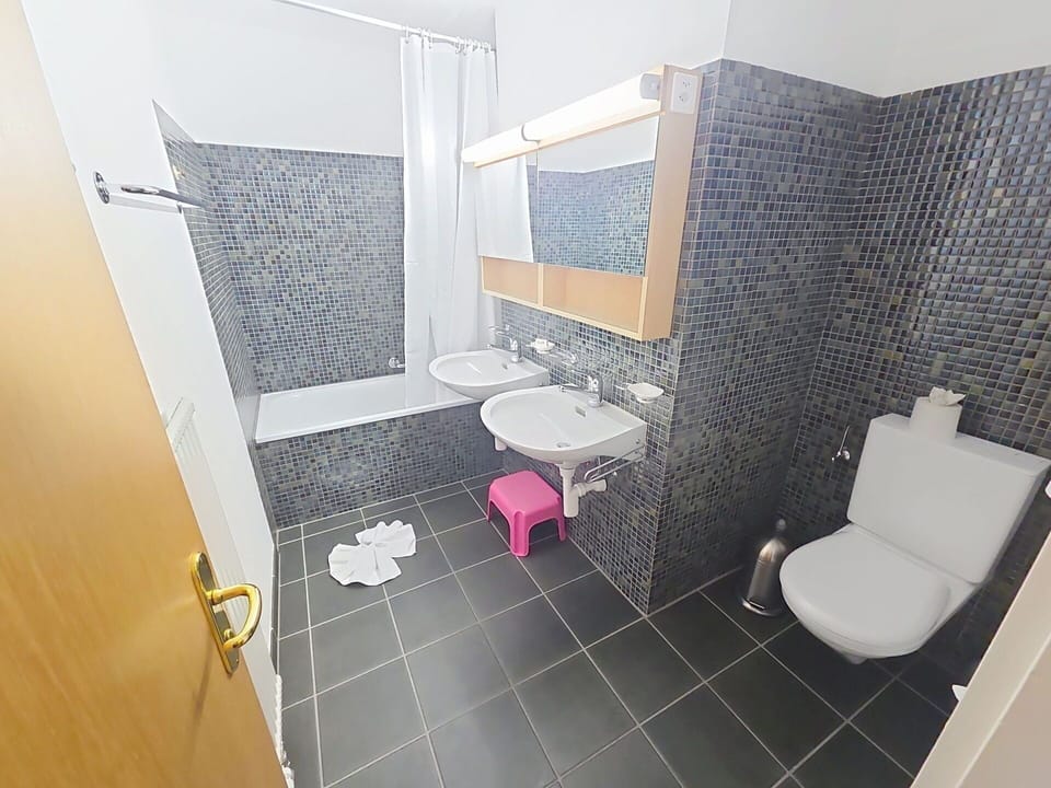 Flooring, Floor, Plumbing Fixture, Bathroom, Interior Design, Plumbing, Tile, Bathroom Sink, Toilet, Composite Material