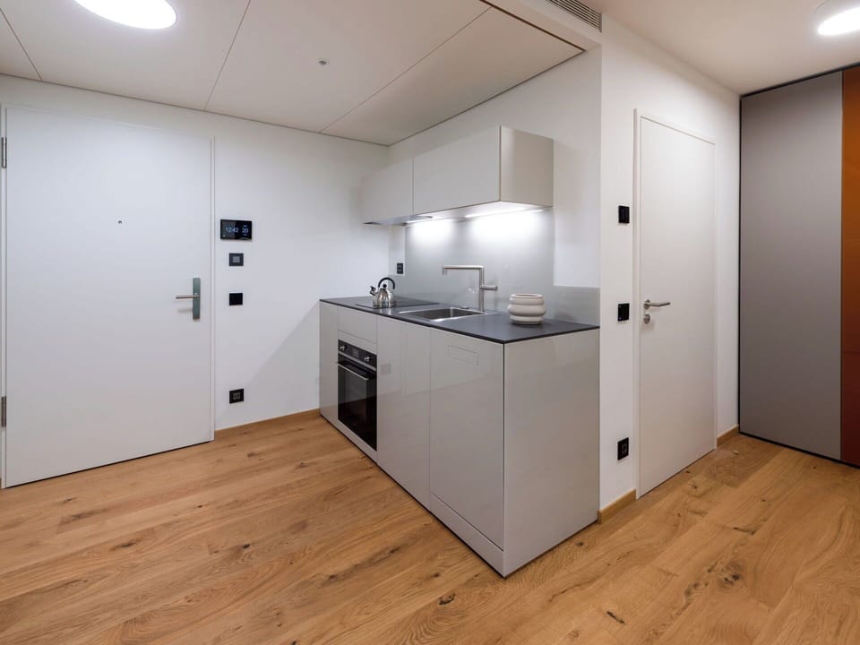 Interior Design, Wall, Flooring, Wood, Ceiling, Furniture, Floor, Room, Lighting, Apartment