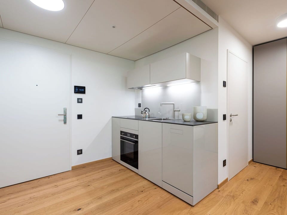 Interior Design, Wall, Flooring, Wood, Ceiling, Furniture, Floor, Room, Lighting, Apartment