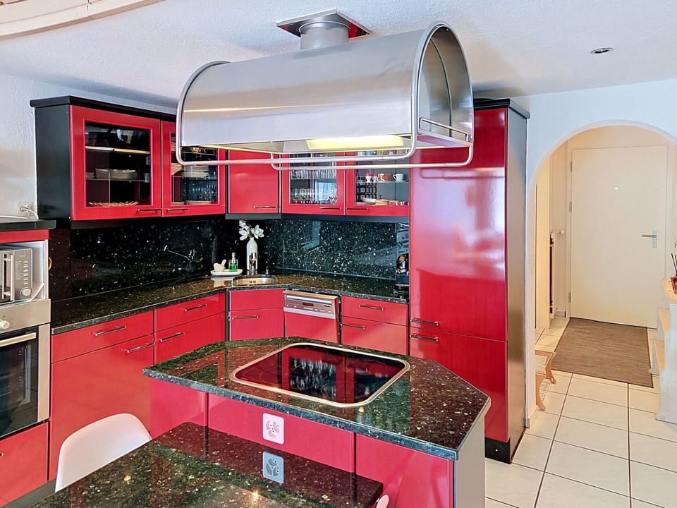 Kitchen, Interior Design, Kitchen Appliance, Major Appliance, Countertop, Ceiling, Flooring, Furniture, Lighting, Floor