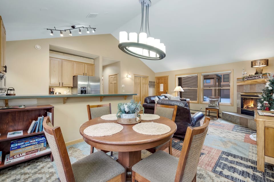 Open concept living space with a Dining Area, Kitchen, and Living Room