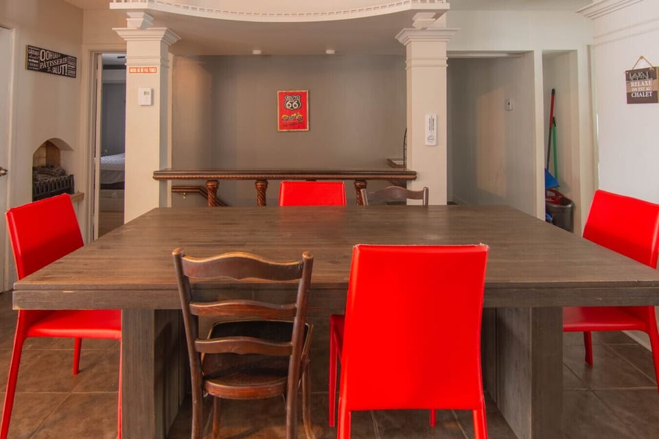 Welcoming dining room with large table for group meals