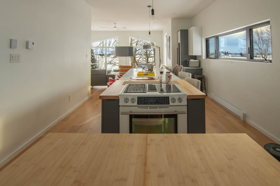 Fully equipped open kitchen with large central island